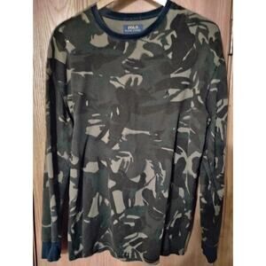 Polo Ralph Lauren Shirt Mens XL Camo Waffle Knit Long Sleeve Thermal - Designer
